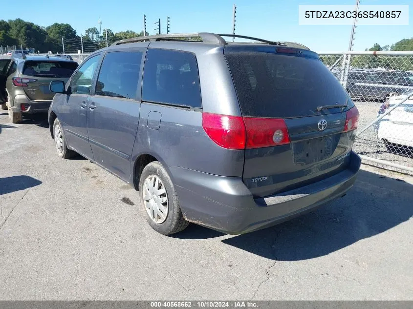 2006 Toyota Sienna Le VIN: 5TDZA23C36S540857 Lot: 40568662