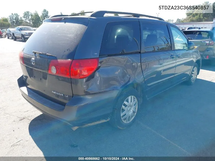 2006 Toyota Sienna Le VIN: 5TDZA23C36S540857 Lot: 40568662