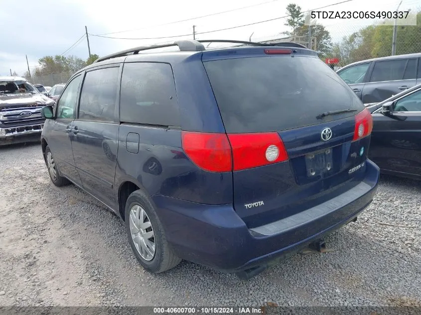 2006 Toyota Sienna Le VIN: 5TDZA23C06S490337 Lot: 40600700