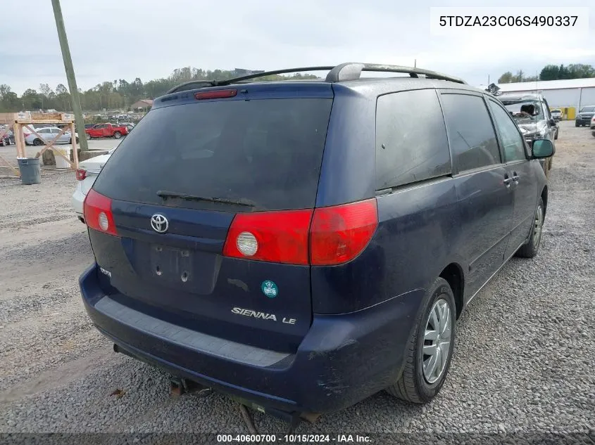 2006 Toyota Sienna Le VIN: 5TDZA23C06S490337 Lot: 40600700