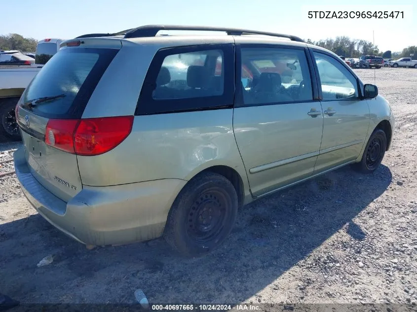 2006 Toyota Sienna Ce VIN: 5TDZA23C96S425471 Lot: 40697665