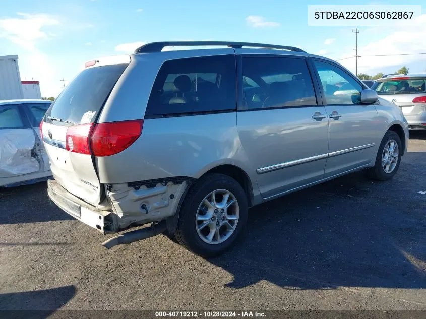 2006 Toyota Sienna Xle Limited VIN: 5TDBA22C06S062867 Lot: 40719212