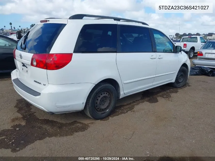 2006 Toyota Sienna Le VIN: 5TDZA23C36S421027 Lot: 40720295