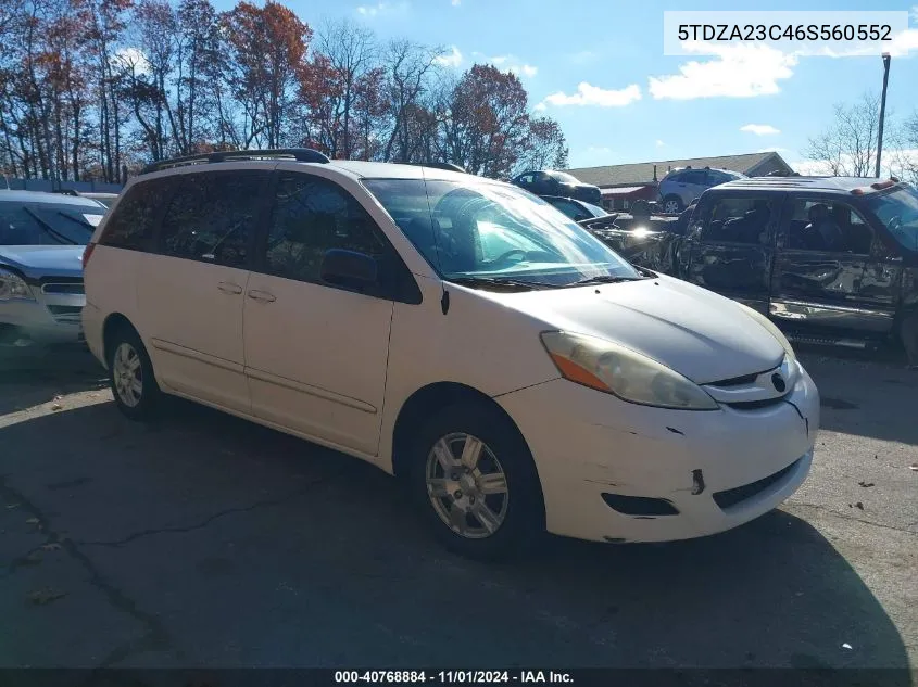 2006 Toyota Sienna Le VIN: 5TDZA23C46S560552 Lot: 40768884