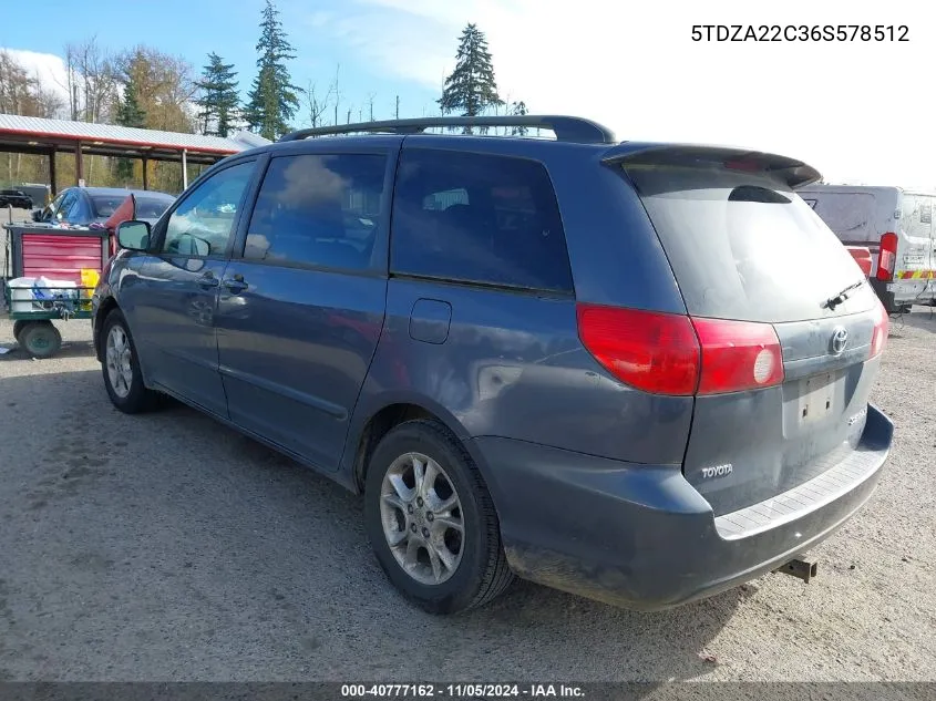 2006 Toyota Sienna Xle VIN: 5TDZA22C36S578512 Lot: 40777162