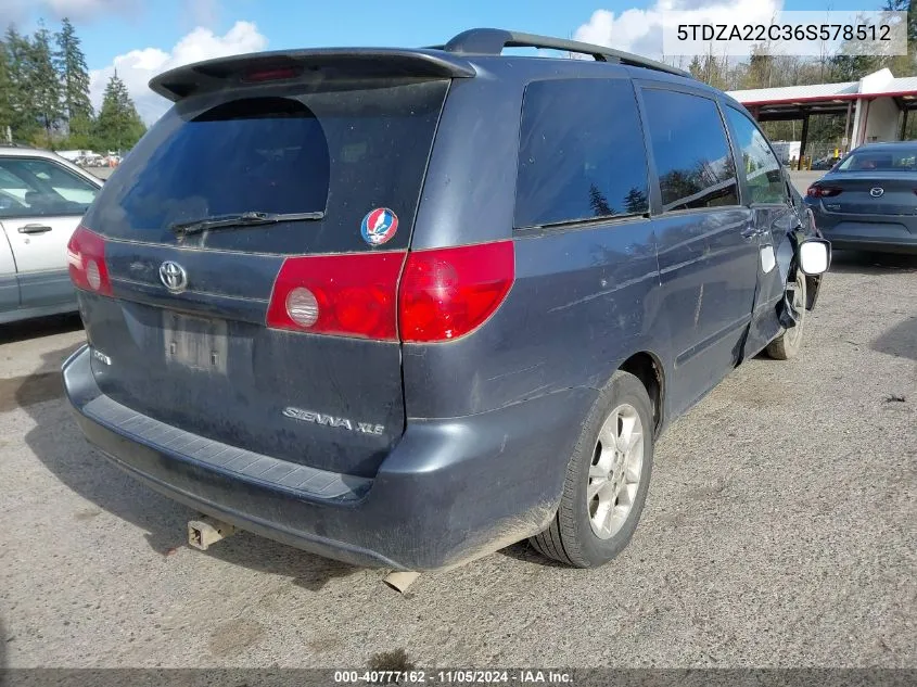 2006 Toyota Sienna Xle VIN: 5TDZA22C36S578512 Lot: 40777162