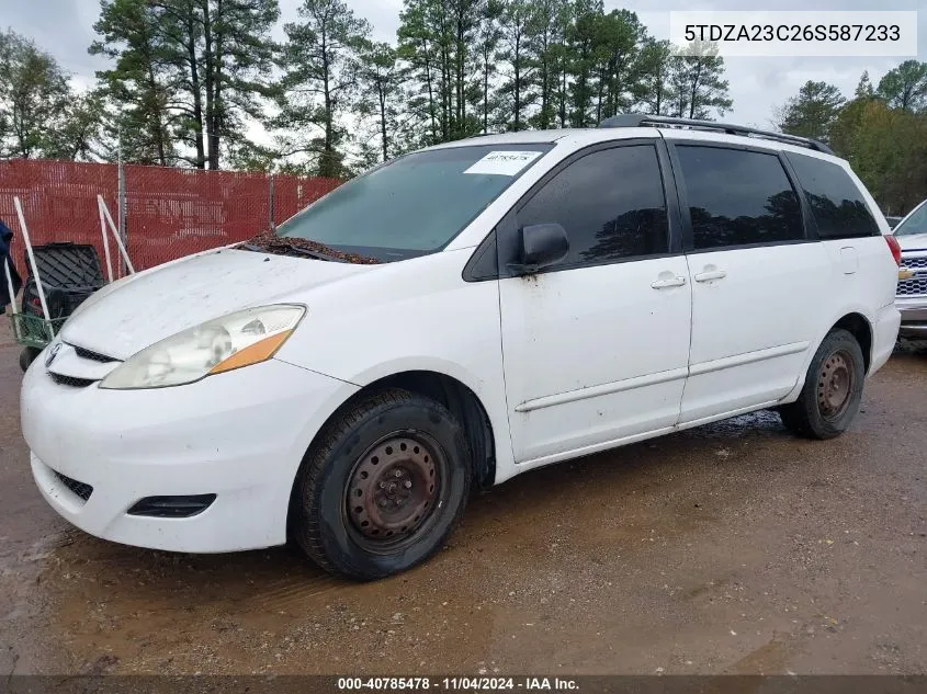 2006 Toyota Sienna Ce VIN: 5TDZA23C26S587233 Lot: 40785478