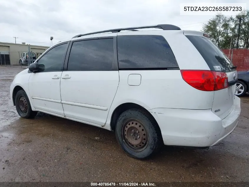 2006 Toyota Sienna Ce VIN: 5TDZA23C26S587233 Lot: 40785478