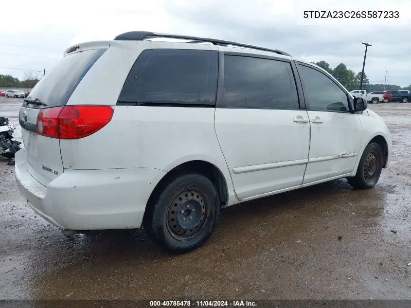 2006 Toyota Sienna Ce VIN: 5TDZA23C26S587233 Lot: 40785478