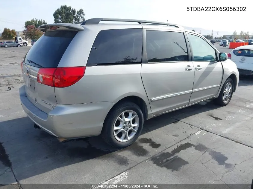 2006 Toyota Sienna Xle Limited VIN: 5TDBA22CX6S056302 Lot: 40792294