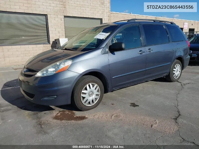 2006 Toyota Sienna Le VIN: 5TDZA23C86S443556 Lot: 40850571