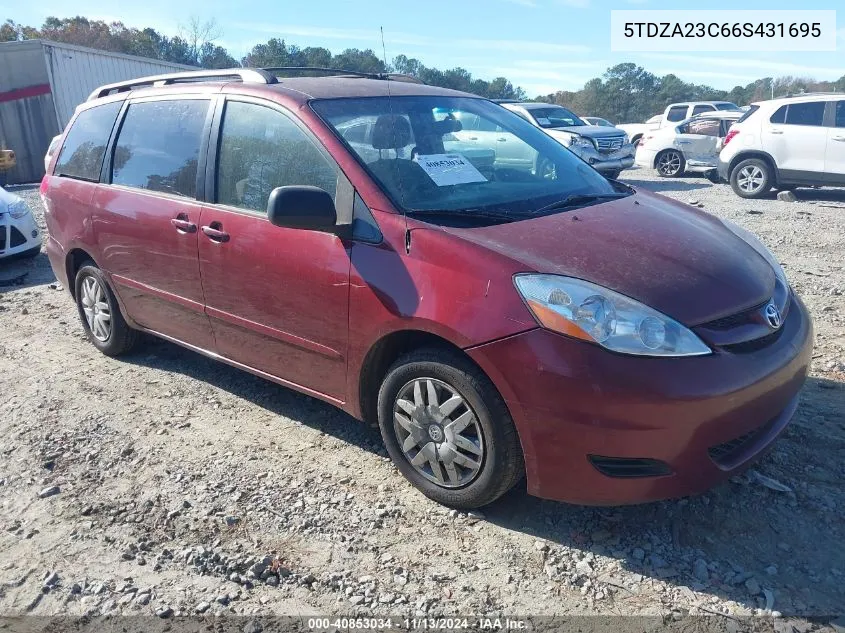 2006 Toyota Sienna Ce VIN: 5TDZA23C66S431695 Lot: 40853034