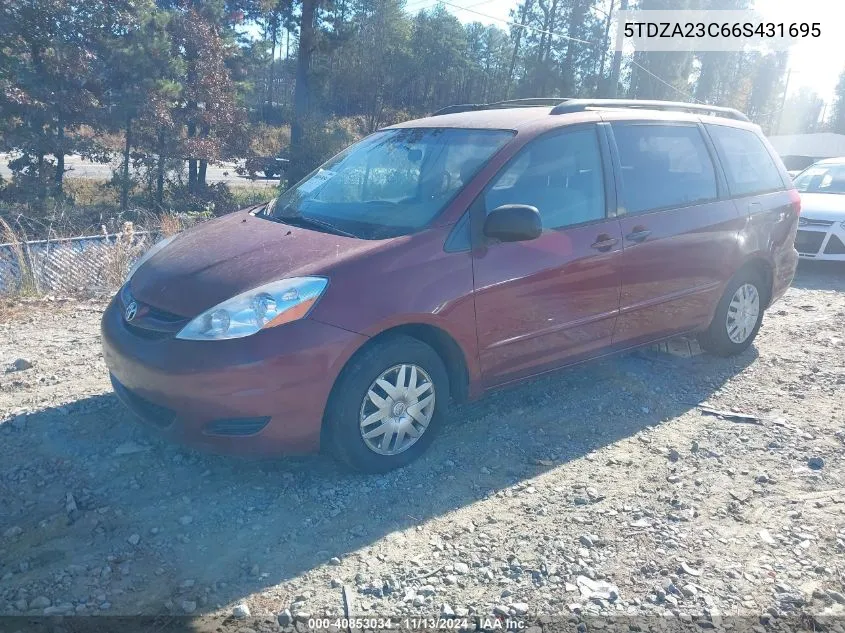 2006 Toyota Sienna Ce VIN: 5TDZA23C66S431695 Lot: 40853034