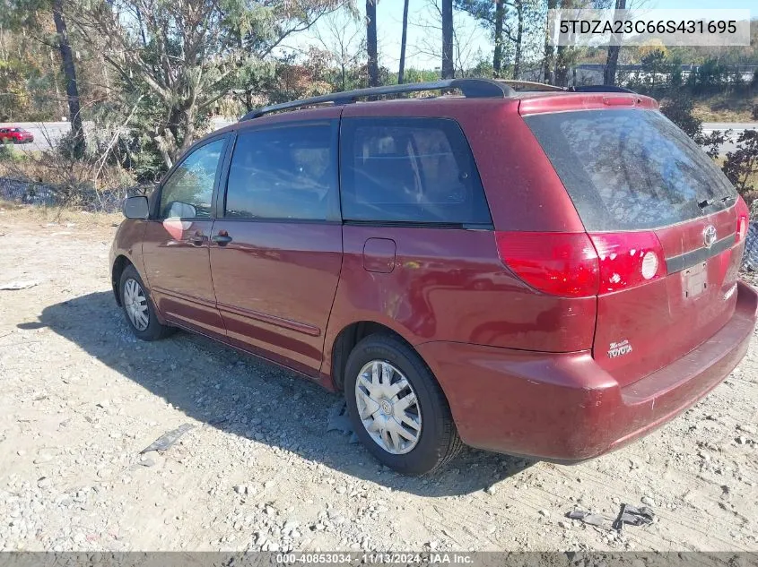 2006 Toyota Sienna Ce VIN: 5TDZA23C66S431695 Lot: 40853034