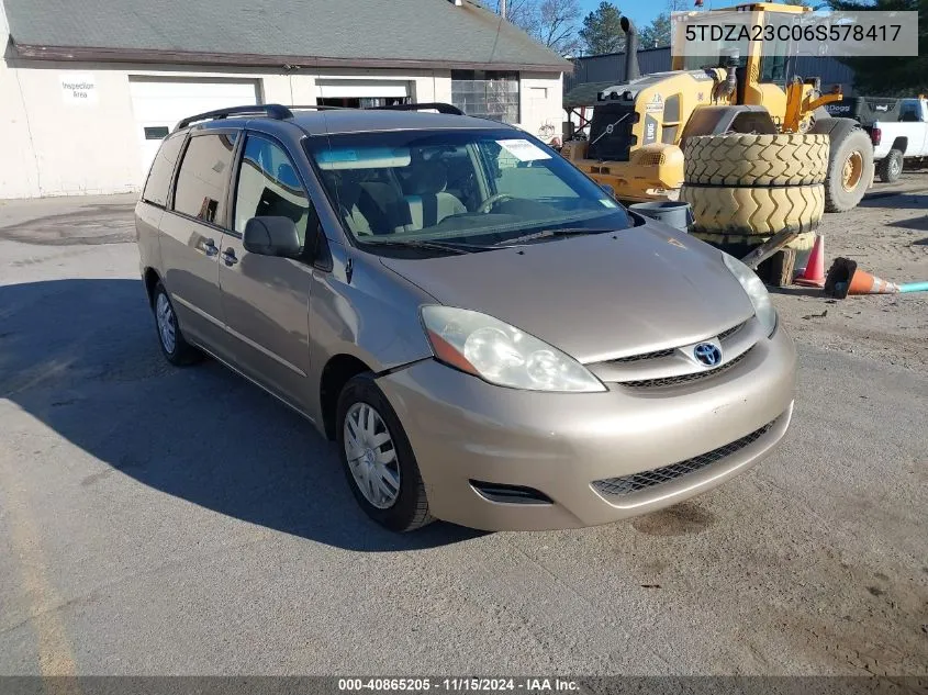 2006 Toyota Sienna Le VIN: 5TDZA23C06S578417 Lot: 40865205