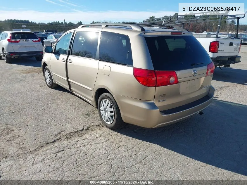 2006 Toyota Sienna Le VIN: 5TDZA23C06S578417 Lot: 40865205