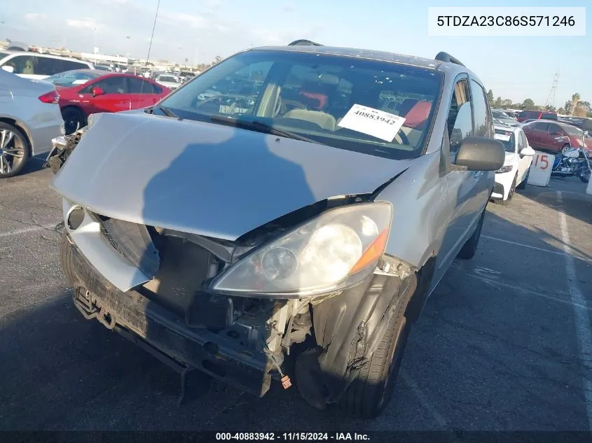 2006 Toyota Sienna Le VIN: 5TDZA23C86S571246 Lot: 40883942