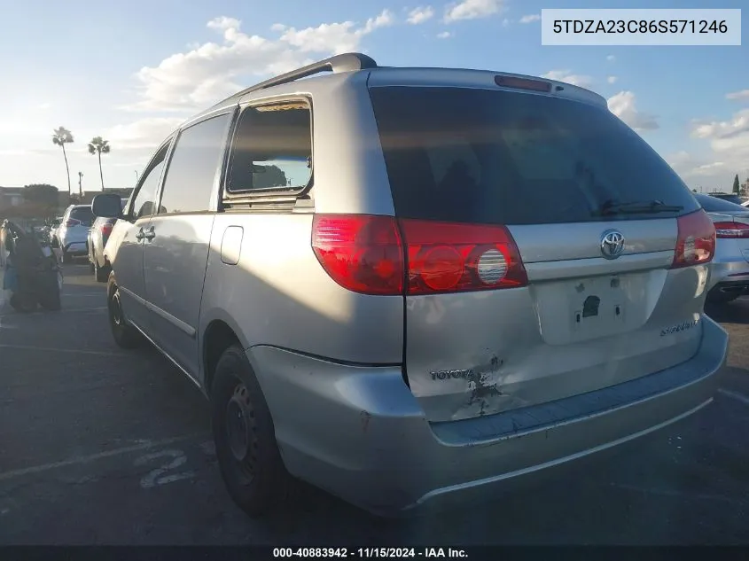 2006 Toyota Sienna Le VIN: 5TDZA23C86S571246 Lot: 40883942