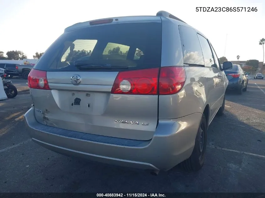 2006 Toyota Sienna Le VIN: 5TDZA23C86S571246 Lot: 40883942