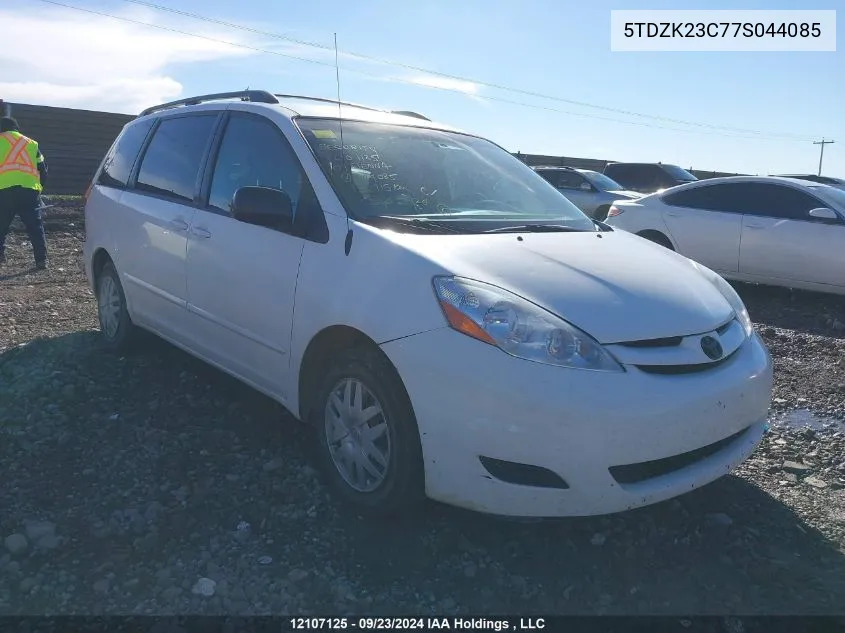 2007 Toyota Sienna Ce/Le VIN: 5TDZK23C77S044085 Lot: 12107125