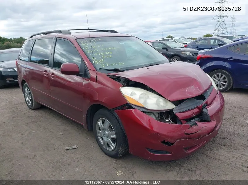 2007 Toyota Sienna Ce/Le VIN: 5TDZK23C07S035728 Lot: 12112067