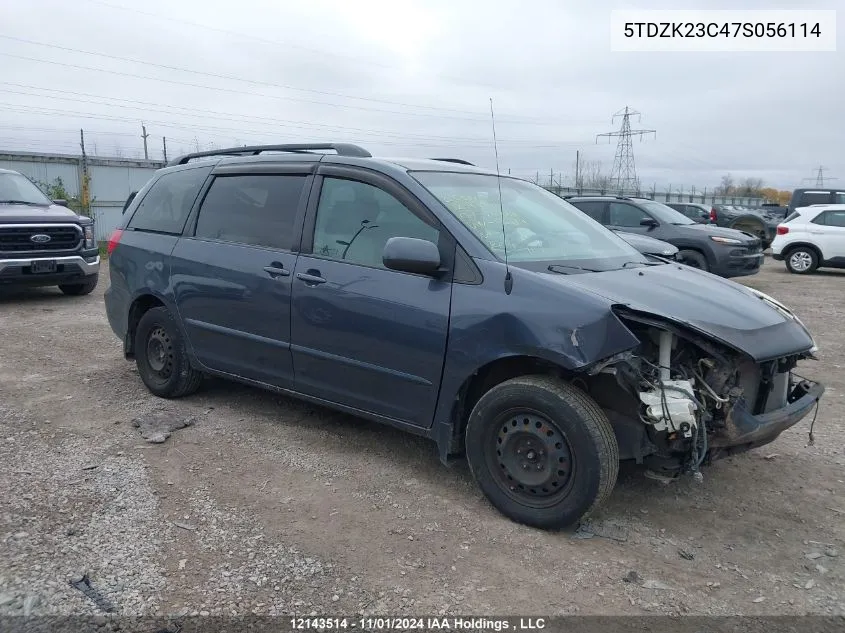 2007 Toyota Sienna Ce 7 Passenger/Ce 8 Passenger/Le/Le 8 Passenger VIN: 5TDZK23C47S056114 Lot: 12143514