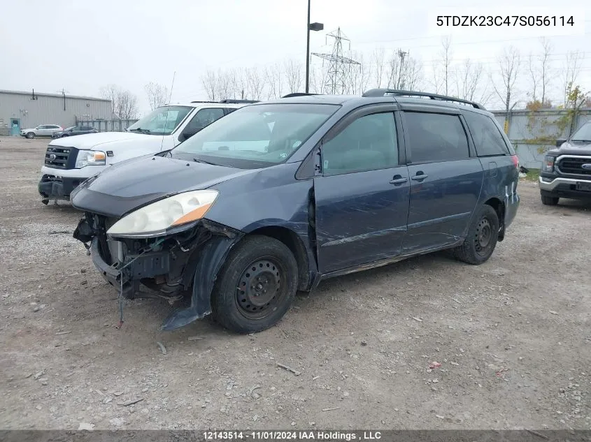 2007 Toyota Sienna Ce 7 Passenger/Ce 8 Passenger/Le/Le 8 Passenger VIN: 5TDZK23C47S056114 Lot: 12143514