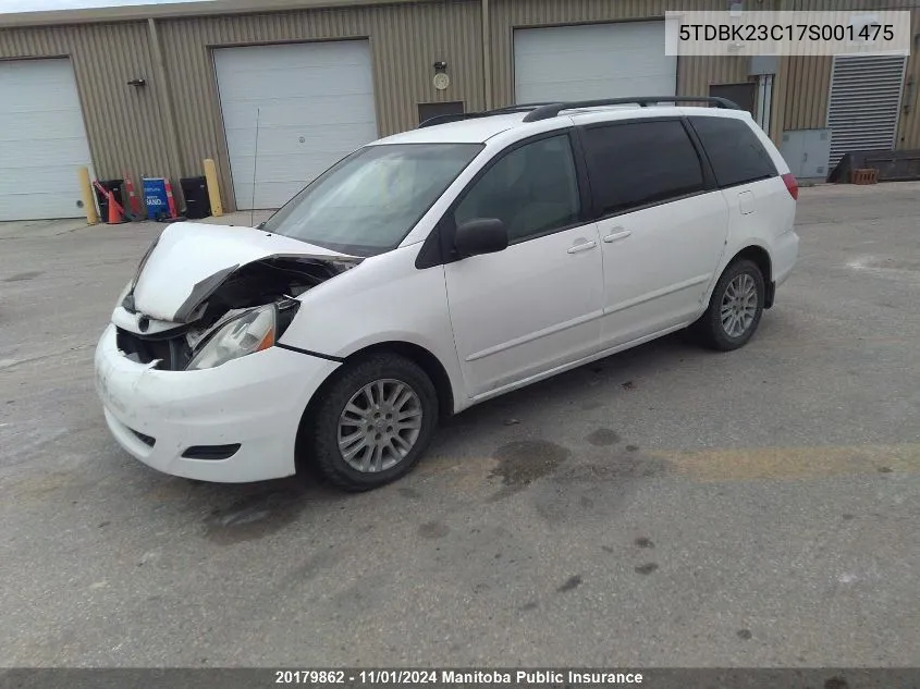 2007 Toyota Sienna Le V6 VIN: 5TDBK23C17S001475 Lot: 20179862