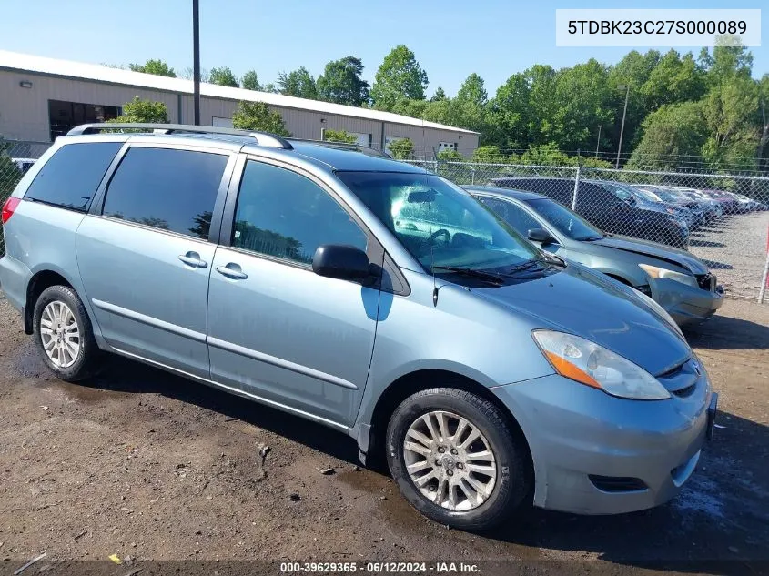 2007 Toyota Sienna Le VIN: 5TDBK23C27S000089 Lot: 39629365