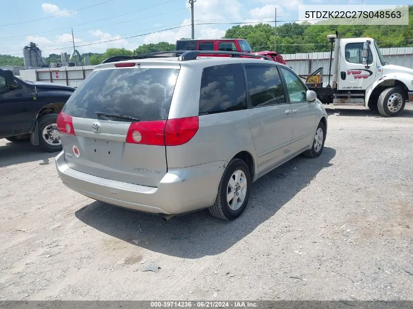 2007 Toyota Sienna Xle VIN: 5TDZK22C27S048563 Lot: 39714236