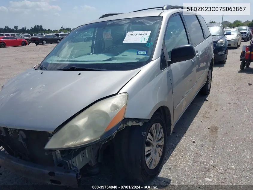 5TDZK23C07S063867 2007 Toyota Sienna Le