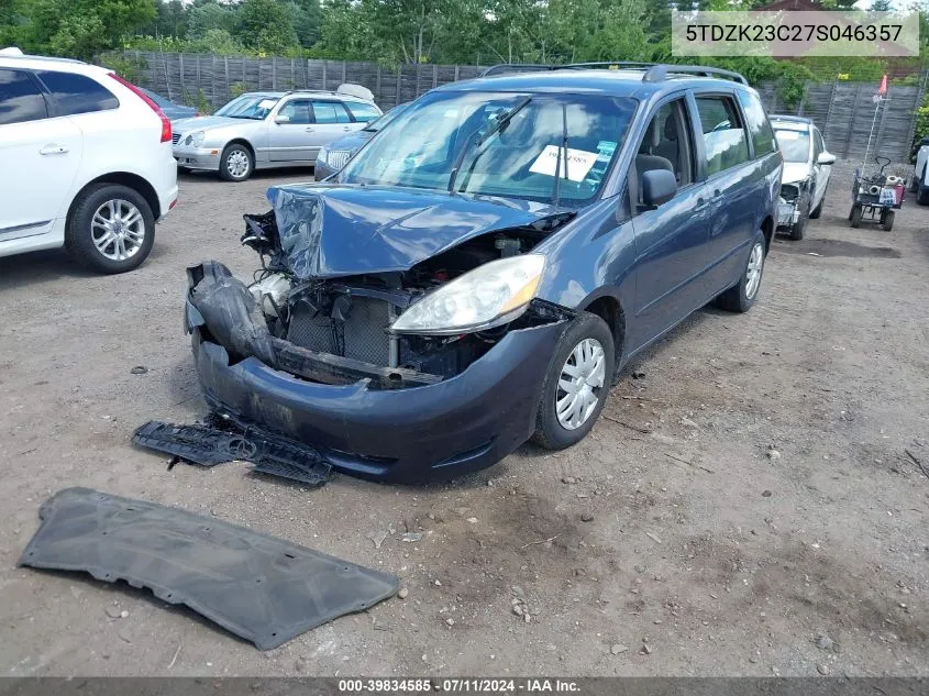 2007 Toyota Sienna Ce VIN: 5TDZK23C27S046357 Lot: 39834585