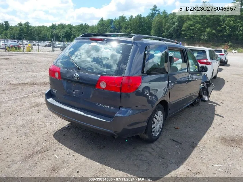 2007 Toyota Sienna Ce VIN: 5TDZK23C27S046357 Lot: 39834585