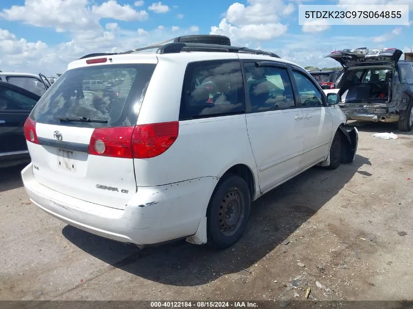 2007 Toyota Sienna Ce VIN: 5TDZK23C97S064855 Lot: 40122184