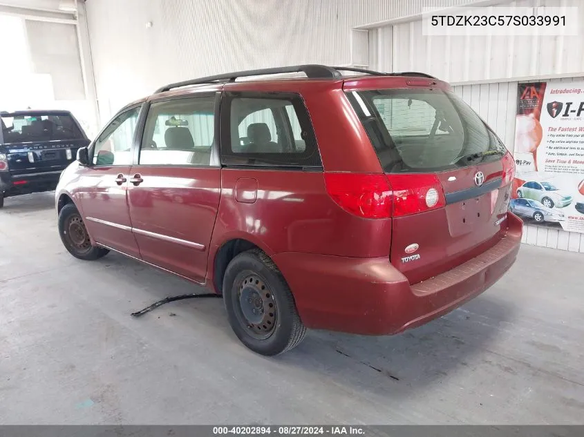 5TDZK23C57S033991 2007 Toyota Sienna Ce