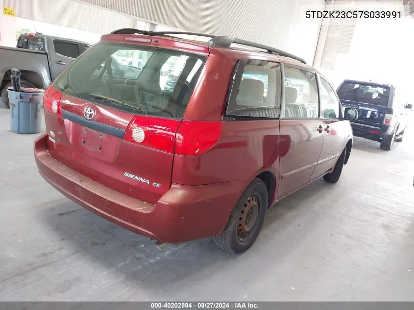 5TDZK23C57S033991 2007 Toyota Sienna Ce