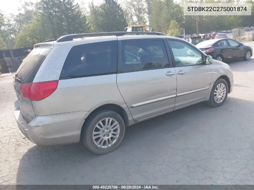 2007 Toyota Sienna Xle Limited VIN: 5TDBK22C27S001874 Lot: 40225786