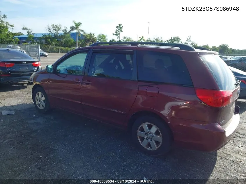 2007 Toyota Sienna Ce/Le VIN: 5TDZK23C57S086948 Lot: 40309534