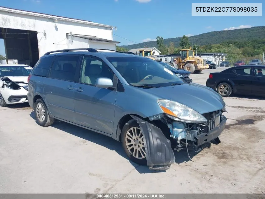 2007 Toyota Sienna Xle VIN: 5TDZK22C77S098035 Lot: 40312931