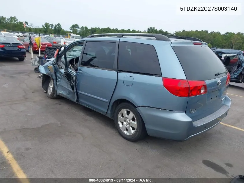 2007 Toyota Sienna Xle/Xle Limited VIN: 5TDZK22C27S003140 Lot: 40324019