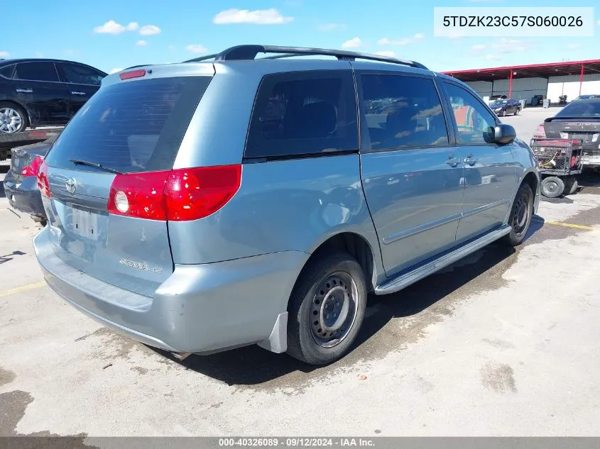 5TDZK23C57S060026 2007 Toyota Sienna Ce