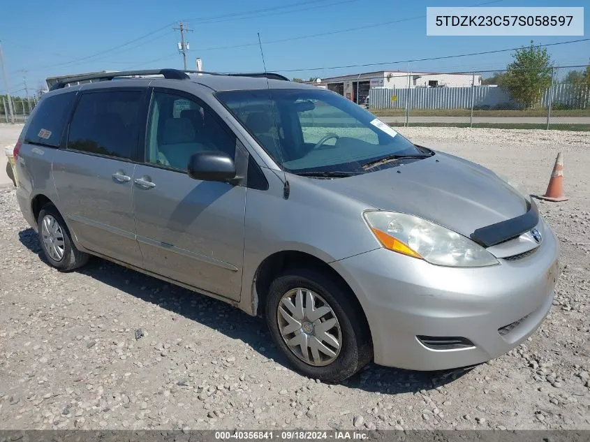 2007 Toyota Sienna Le VIN: 5TDZK23C57S058597 Lot: 40356841