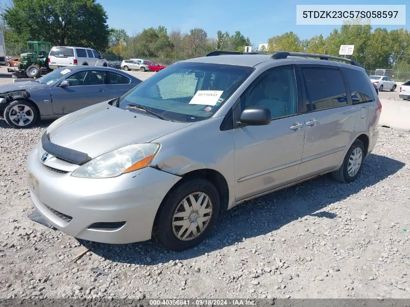 2007 Toyota Sienna Le VIN: 5TDZK23C57S058597 Lot: 40356841