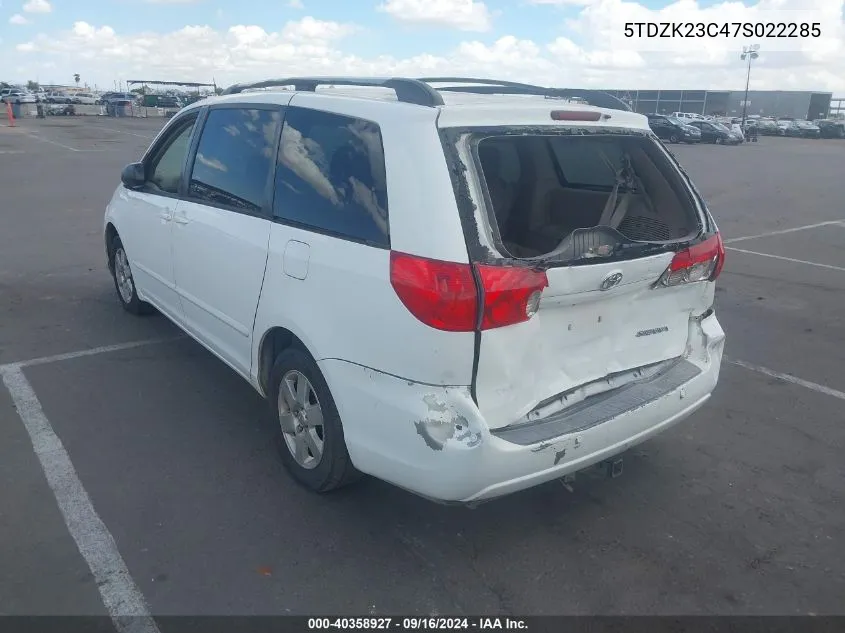 5TDZK23C47S022285 2007 Toyota Sienna Le