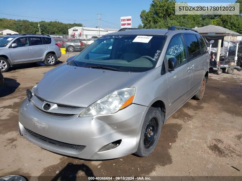 2007 Toyota Sienna Le VIN: 5TDZK23C17S012023 Lot: 40365604