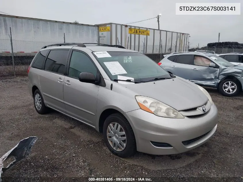 2007 Toyota Sienna Le VIN: 5TDZK23C67S003141 Lot: 40381405