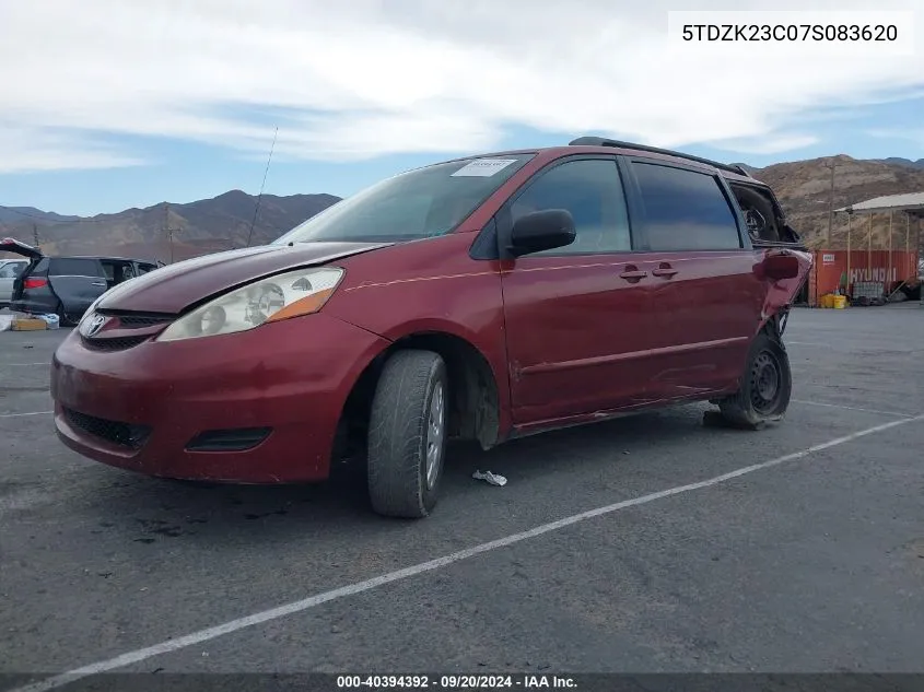 2007 Toyota Sienna Ce VIN: 5TDZK23C07S083620 Lot: 40394392