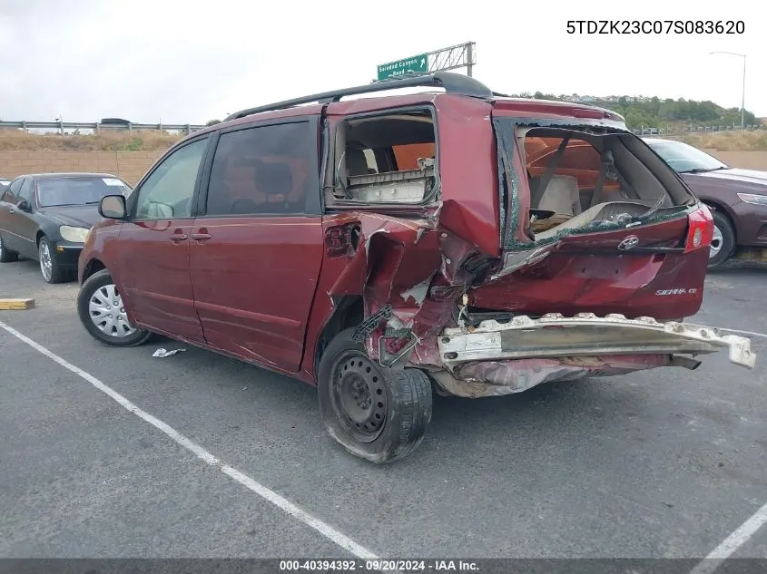 2007 Toyota Sienna Ce VIN: 5TDZK23C07S083620 Lot: 40394392