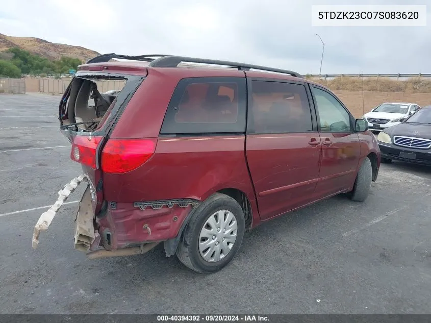 2007 Toyota Sienna Ce VIN: 5TDZK23C07S083620 Lot: 40394392