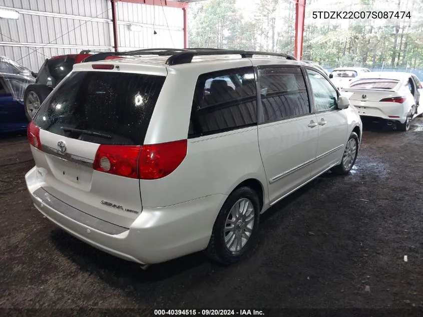 2007 Toyota Sienna Xle Limited VIN: 5TDZK22C07S087474 Lot: 40394515